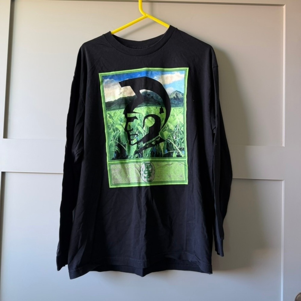 Pipe‎ Dreams Surf Co Long Sleeve Tee Mens XL Black Neon Green Hawaiian Warrior